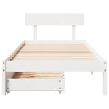 Bed Frame without Mattress White 75x190 cm Small Single Solid Wood Pine 3301499