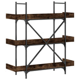 Bookcase 3-Tier Smoked Oak 100x33x108.5 cm Engineered Wood 837689