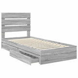 Storage Bed with Drawer Grey Sonoma 90 x 200 cm Engineered Wood 3411927