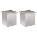 Garden Planter with LED 2 pcs Silver 40 x 40 x 40 cm 8008135