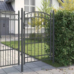 Fence Gate with Lock Grey 200 x 100 cm Powder-coated steel 42008976