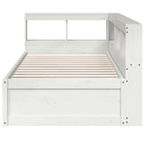 ZNTS Bookcase Bed without Mattress White 100x200cm Solid Wood Pine 3324467