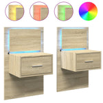 ZNTS Wall-mounted Bedside Cabinets with LED Lights 2 pcs Sonoma Oak 848162