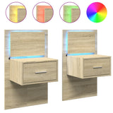 ZNTS Wall-mounted Bedside Cabinets with LED Lights 2 pcs Sonoma Oak 848162