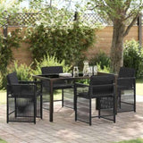 Garden Dining Set 5 pcs Black Poly Rattan 3380774