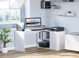 L-Shaped Desk, Corner Computer Desk, Adjustable Study Table with Storage Shelf, Drawer and Cabinet, T3398P329832