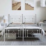 Metal Bed Frame without Mattress with Footboard White 193x203cm 374412