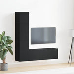 TV Cabinet Set Wall-mounted 4 pcs Black oak 130.5 x 30 x 140 cm 3333052