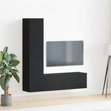 TV Cabinet Set Wall-mounted 4 pcs Black oak 130.5 x 30 x 140 cm 3333052
