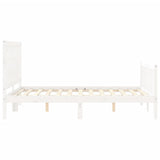 Bed Frame without Mattress White Double Solid Wood Pine 3192402