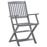 Outdoor Chair Set of 4 Grey Solid Acacia wood Standard Foldable 46334
