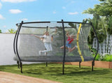8ft Outdoor Trampoline with Enclosure Net, Spring Cover, Black T3398P425033