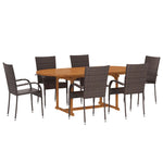 ZNTS 7 Piece Garden Dining Set Poly Rattan Brown 3070757