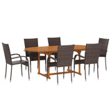 Dining Set Brown Solid Acacia wood Medium Stackable Dining Set 3070757
