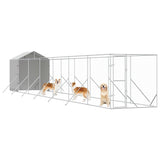 Outdoor Dog Kennel with Roof Silver 2x14x2.5 m Galvanised Steel 3190477