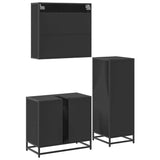 ZNTS 3 Piece Bathroom Furniture Set Black Engineered Wood 3300945