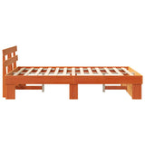Bed Frame with Headboard Wax Brown 140 x 190 cm Solid Pine Wood 872490