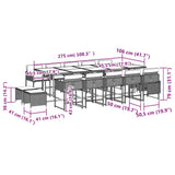 15 Piece Garden Dining Set with Cushions Black Poly Rattan 3211359