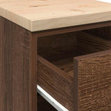 Garage Storage Cabinet Brown Oak 30x51x85 cm Solid Wood Pine 860586