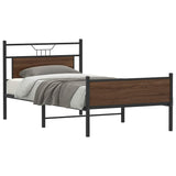 Bed Frame without Mattress Brown Oak 100x190 cm Engineered Wood 4107028