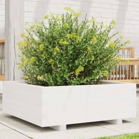 ZNTS Garden Planter White 70x70x26.5 cm Solid Wood Pine 847304