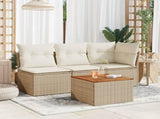 Garden Table Beige 55x55x37 cm Poly Rattan and Acacia Wood 366064