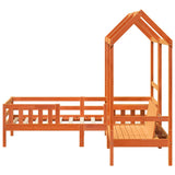 Bed and Bench Set with Roof without Mattress Wax Brown 80x200 cm 3282179