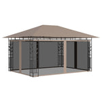 ZNTS Gazebo with Mosquito Net&LED String Lights 4x3x2.73 m Taupe 3070319