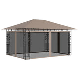 ZNTS Gazebo with Mosquito Net&LED String Lights 4x3x2.73 m Taupe 3070319