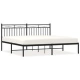 Metal Bed Frame without Mattress with Headboard Black 183x213cm 373696