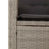Reclining Garden Bench with Cushions Light Grey Poly Rattan 368231