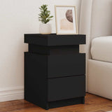 Bedside Cabinets with LED Lights 2 pcs Black 35x39x55 cm 836752