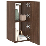 TV Wall Cabinet with LED Lights Brown Oak 30.5x35x70 cm 837244