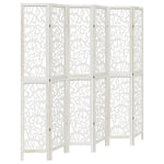 Room Divider 6 Panels White Solid Wood Paulownia 358748
