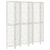 Room Divider 6 Panels White Solid Wood Paulownia 358748