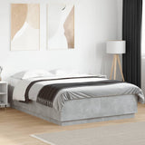 Bed Frame with LED without Mattress Concrete Grey 160x200 cm 3209600