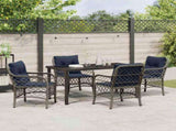 Garden Dining Set with Cushion 5 pcs Grey and Black Rattan 3380248