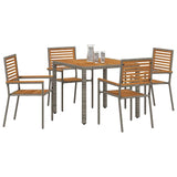 Garden Dining Set 5 pcs Grey Poly Rattan 3365437