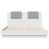 Bed Frame with LED without Mattress White 150x200 cm King Size 3210003