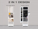 Jewellery Cabinet, Full Length Mirror with Storage, Free Standing Mirror with LED Lights, Hooks, T3398P340957