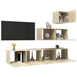 4 Piece TV Cabinet Set Sonoma Oak Engineered Wood 3079051