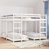 Triple Bunk Bed Frame White 200 x 200 cm Solid Pine Wood 3414559