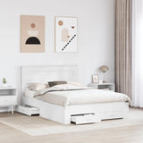 Bed Frame with Drawer White 160 x 200 cm Engineered Wood 3409966