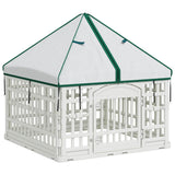 4 Panel Dog Playpen with Roof White 88 x 58 cm Plastic 42027220