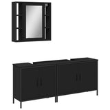 3 Piece Bathroom Cabinet Set Black Engineered Wood 3214730