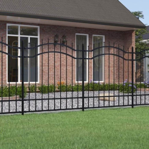 Garden Fence with Spear Top Black 239x125 cm Powder-coated Steel 151081