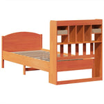 ZNTS Bookcase Bed without Mattress Wax Brown 75x190 cm Small Single Solid Wood Pine 3323169