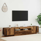 TV Cabinet with LED Lights Old Wood 200x35x40 cm Engineered Wood 3329165