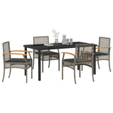 Garden Dining Set with Cushion 5 pcs Grey and Black Rattan 3380823