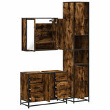 3 Piece Bathroom Furniture Set Smoked Oak Engineered Wood 3301082